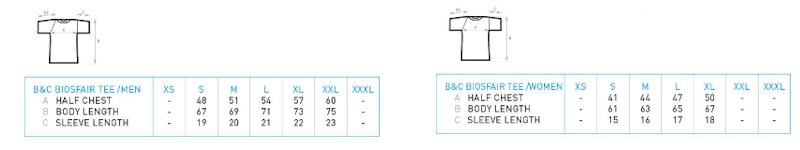 tableau des tailles des t-shirts Enviroulemonde pour homme